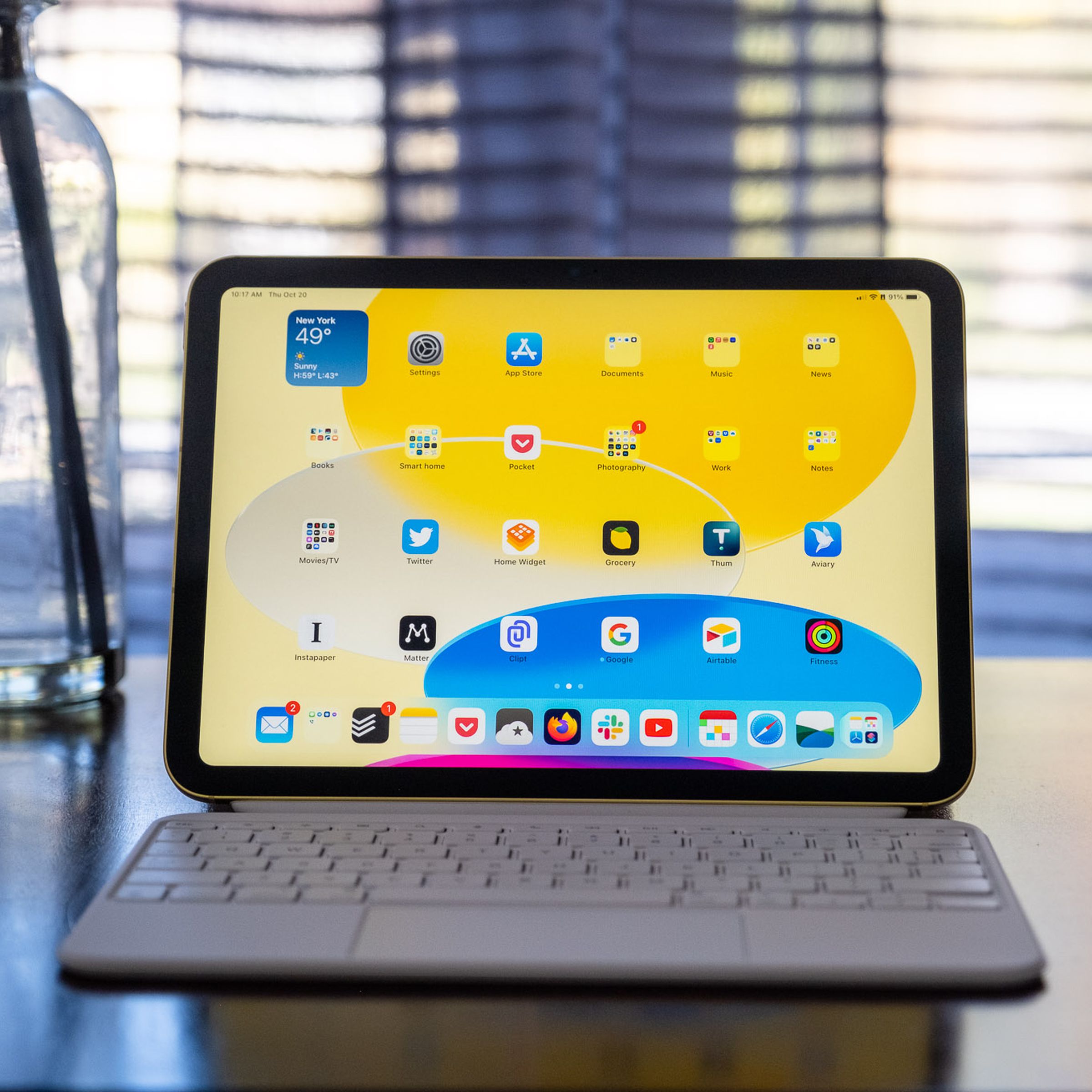 A 10th-gen iPad in an Apple Magic Keyboard Folio.