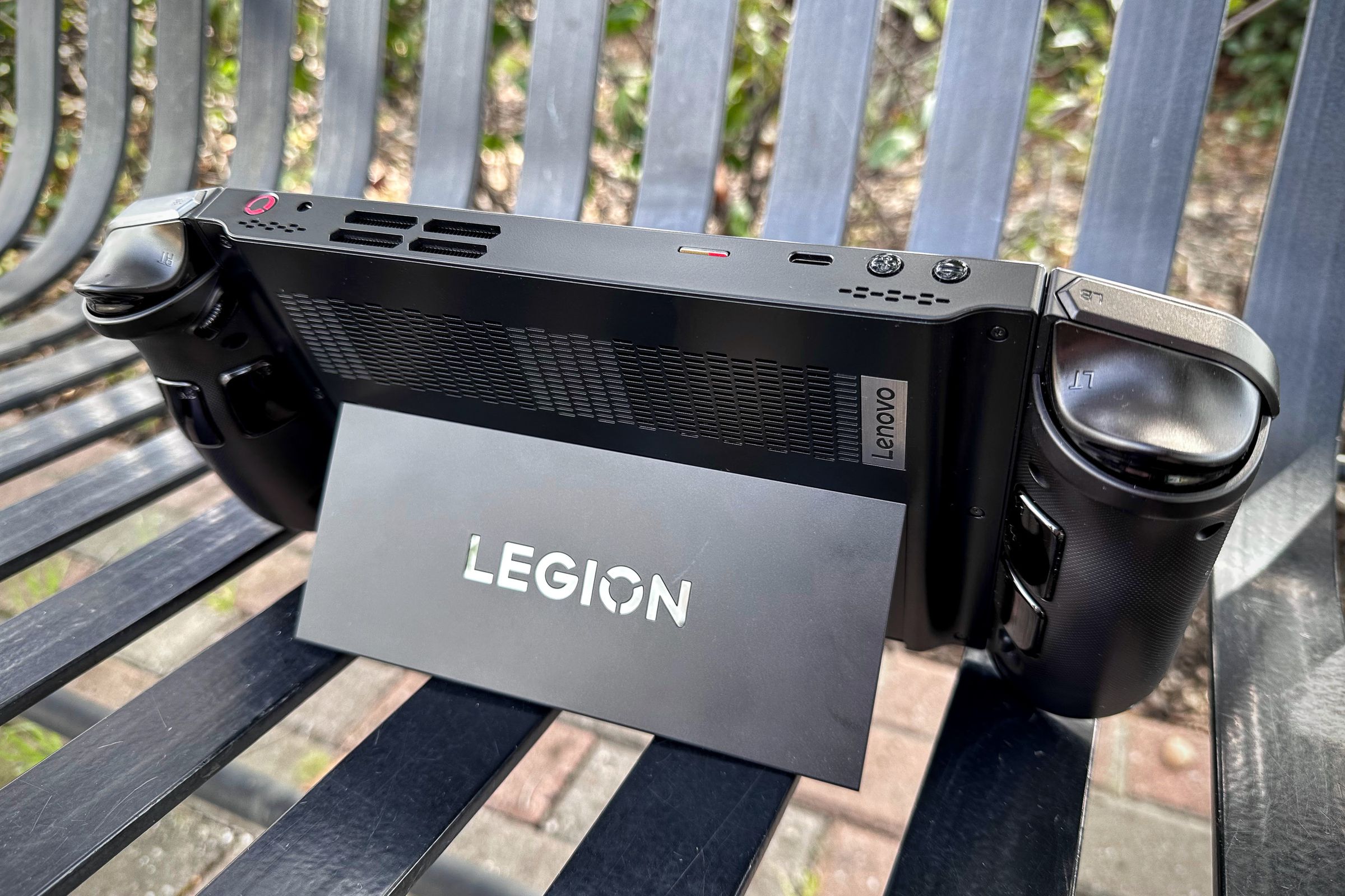 The Lenovo Legion Go from its most distinctive angle.