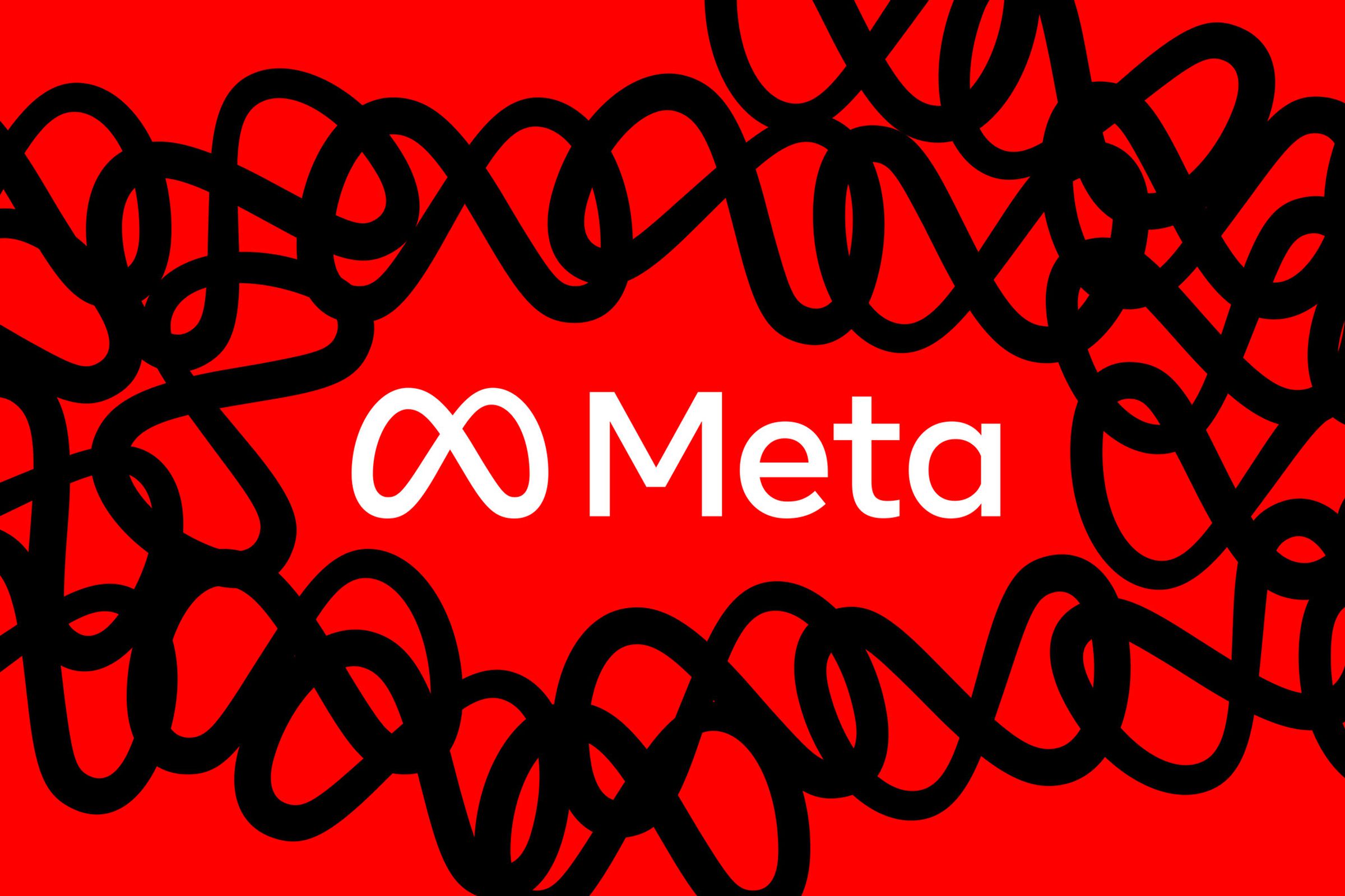 Meta logo in white on red background