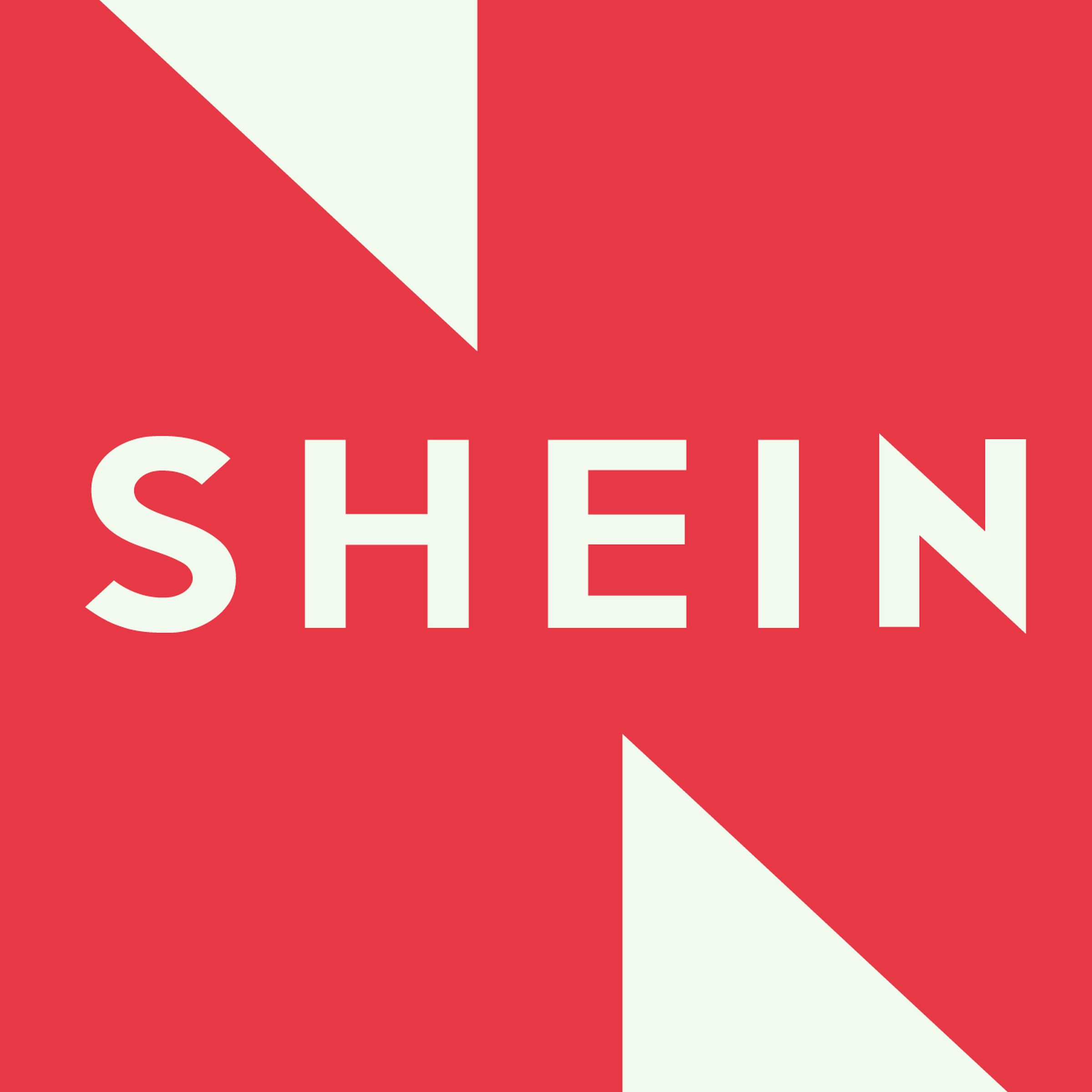 Shein logo over red and cream background