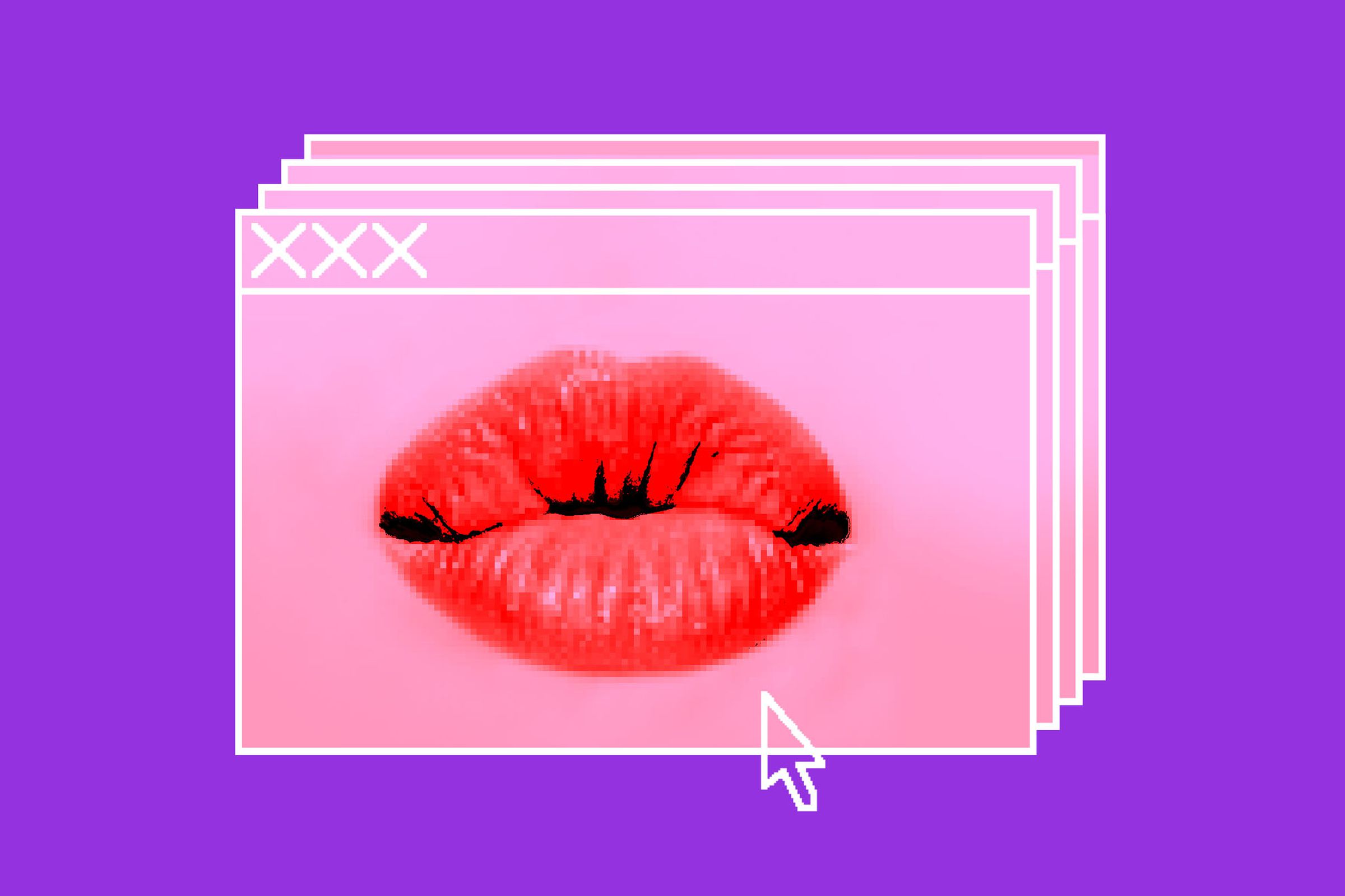 Illustration of lips in a browser window.