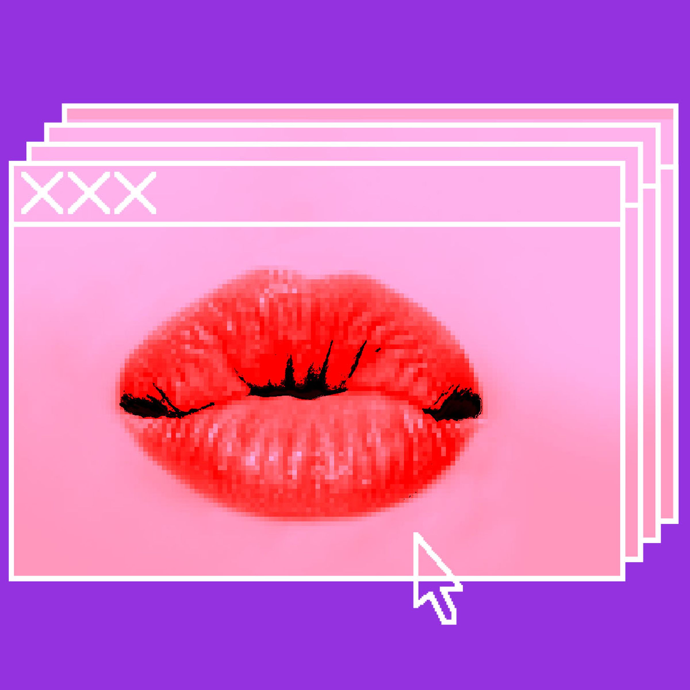 Illustration of lips in a browser window.